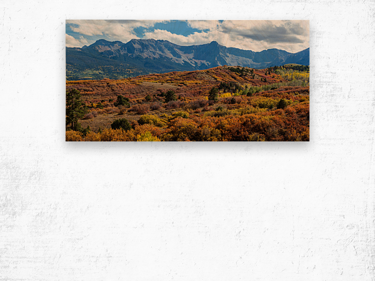 Colorado Painted Landscape Panorama PT1 Wood print