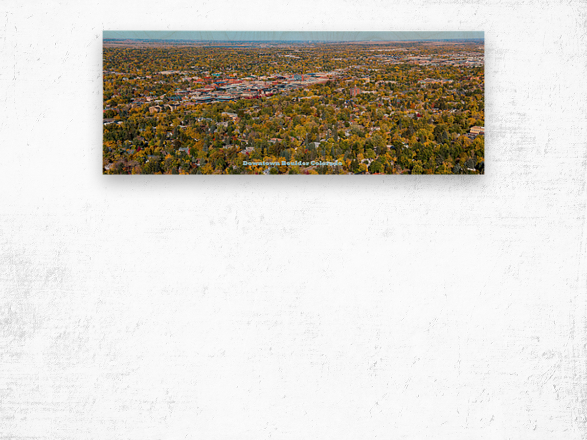 Downtown Boulder Colorado Autumn Season Panoramic Poster Wood print
