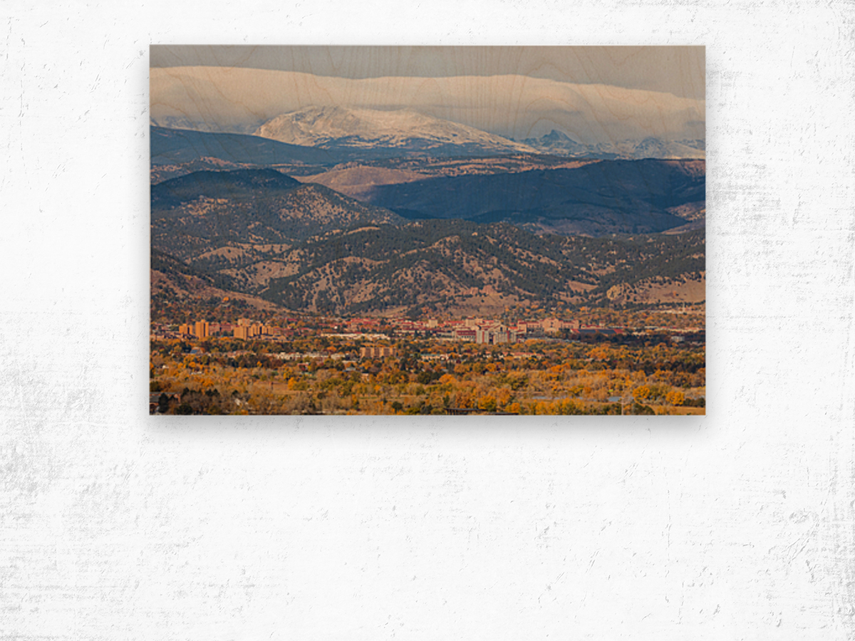 University of Colorado Boulder Autumn West View Wood print