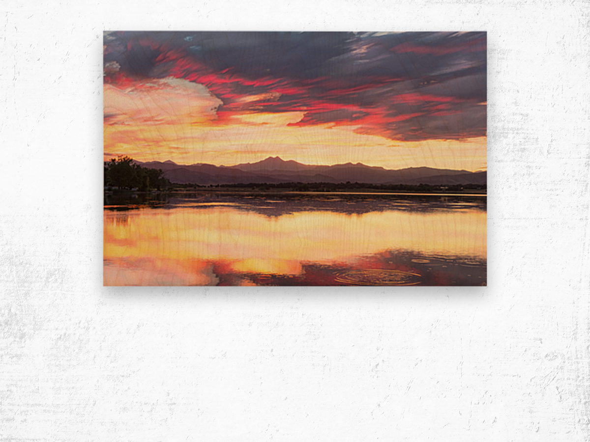 Colorful Colorado Rocky Mountain Sky Reflection Wood print