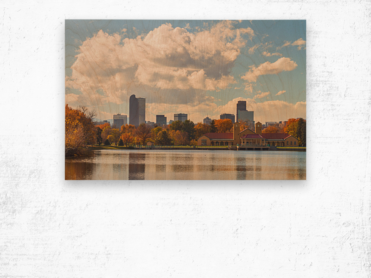 Denver Colorado Skyline Autumn View Wood print