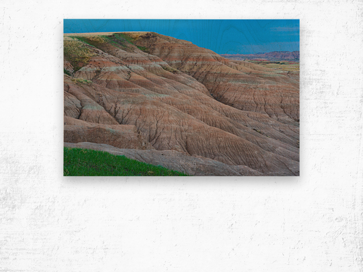 South Dakota Badlands Colorful Cracks and Textures in Springtime Wood print