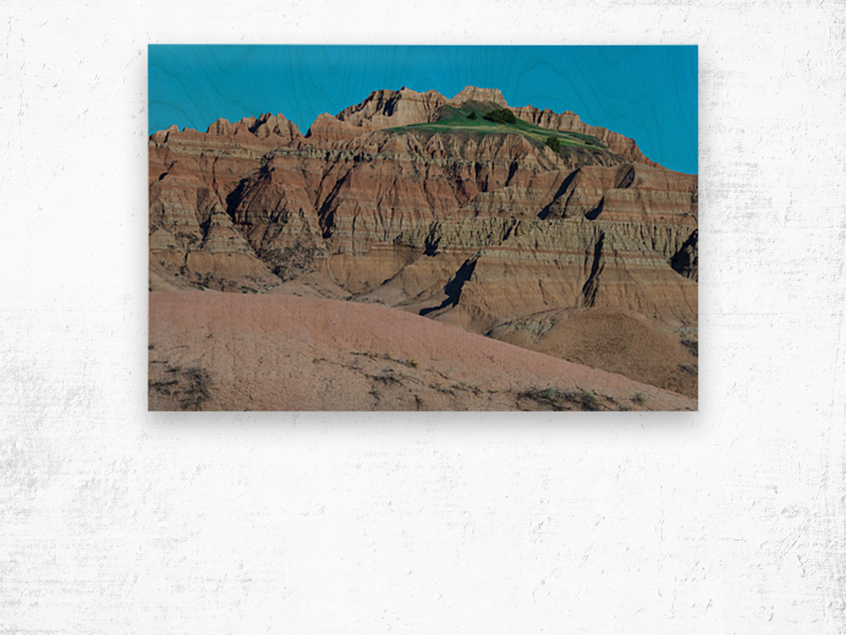 Contrasting Colors and Textures in the Badlands of South Dakota Wood print