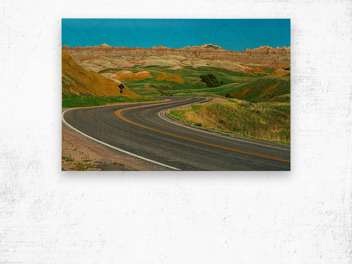 Colorful Winding Roads - Exploring the Badlands in South Dakota Wood print
