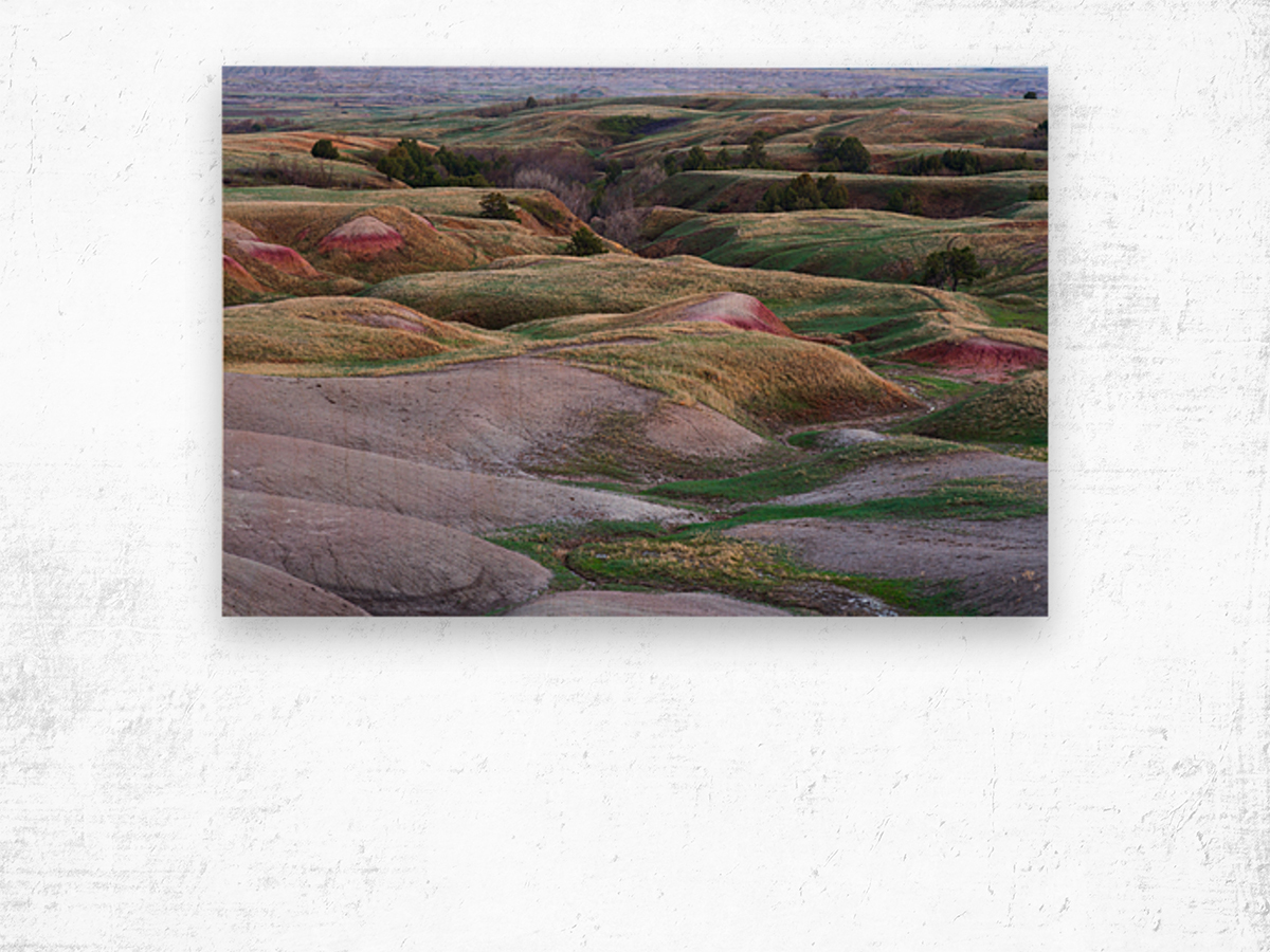 Colors of South Dakota Badlands Tuscany-Like Rolling Hills Wood print