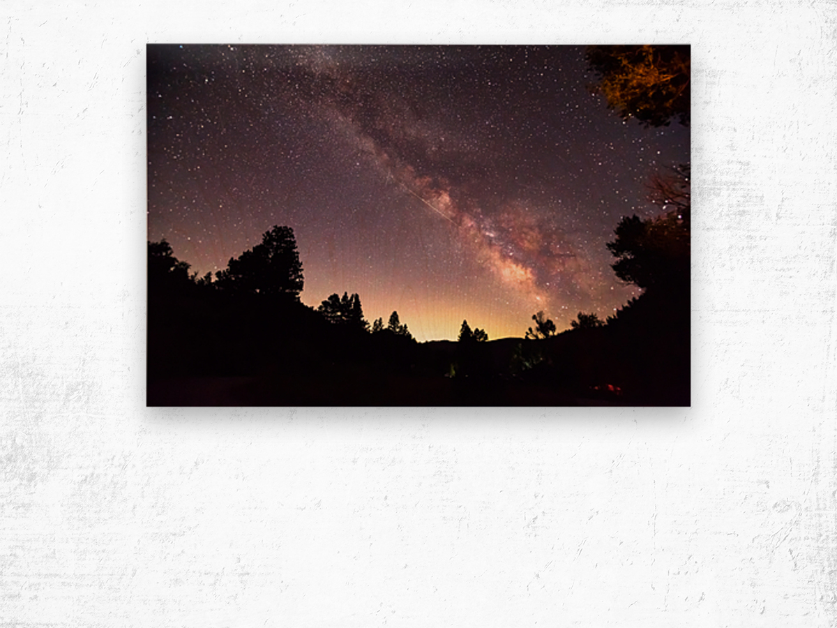Milky Way and Perseid Meteor Shower in Colorados Poudre Canyon Wood print